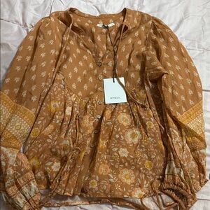 Spell Women's Floral Tan Blouse